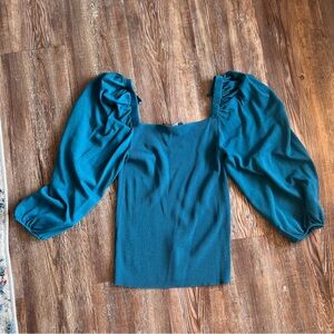 Elegant Teal Puff Sleeve Top